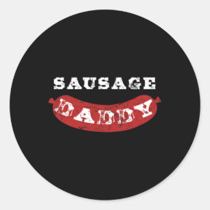 Sticker Rond Saucisson Papa Daddy Drôle Distressé Bbq Papa