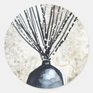 Sticker Rond Saule dans l'aquarelle du vase