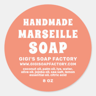 Sticker Rond Saumon de savon Marseille artisanal moderne rose