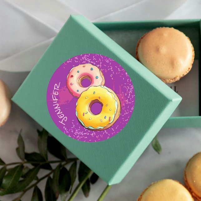 Sticker Rond Saupoudrage mignon huit arrosages violets (Créateur téléchargé)