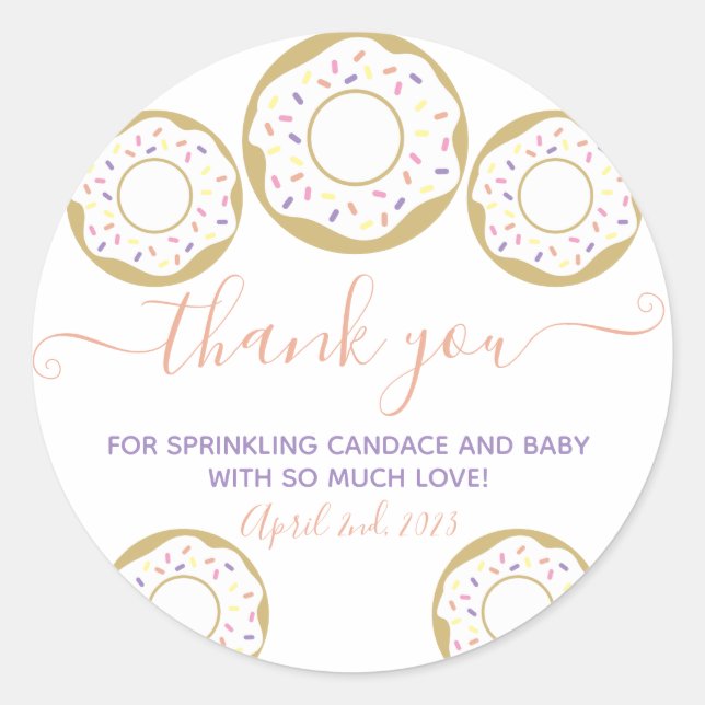 Sticker Rond Saupoudré de Merci de bébé d'amour (Devant)