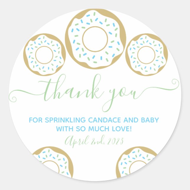Sticker Rond Saupoudré de Merci de bébé d'amour (Devant)