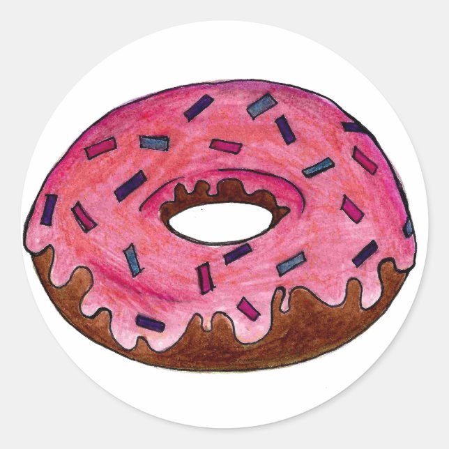 Sticker Rond Saupoudrer de beignets de beignets de beignets ros (Devant)