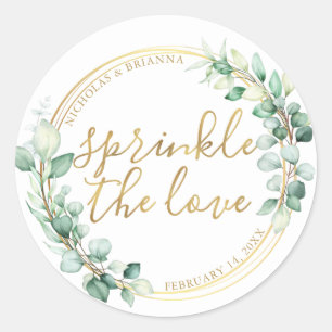 Sticker Rond Saupoudrer L'Amour Or Verdure Eucalyptus fantaisie