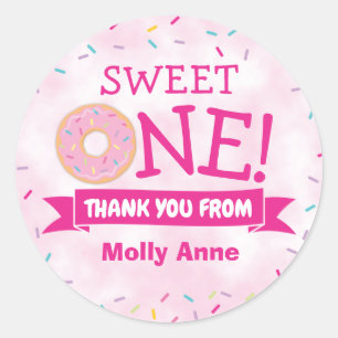 Sticker Rond Saupoudrer l'arc-en-ciel de Donut 1er anniversaire