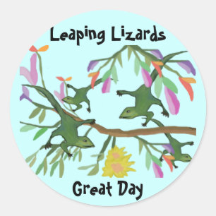 Sticker Rond Saut du jour splendide de lézards