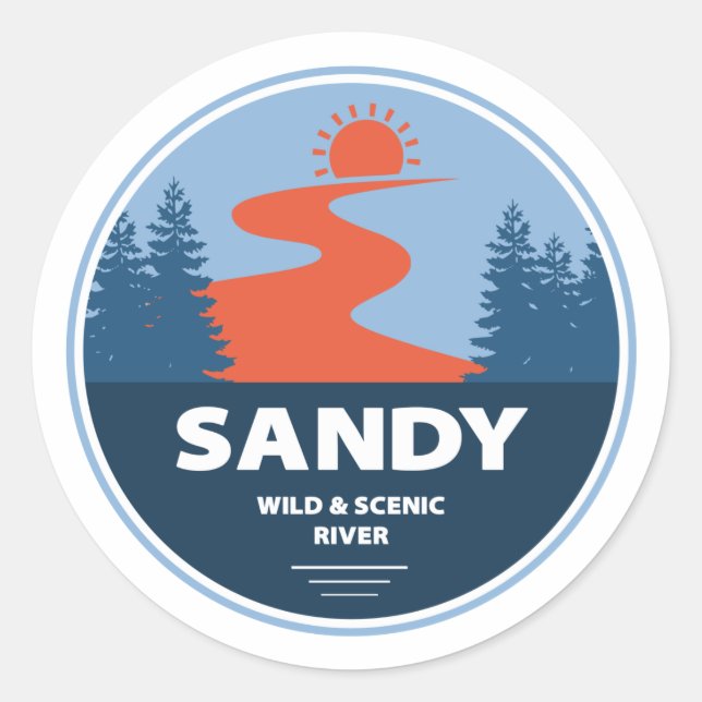 Sticker Rond Sauvage De Sable Et Rivière Pittoresque (Devant)