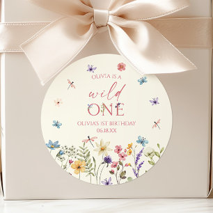 Sticker Rond Sauvage Une Fleur Sauvage Fleur 1ère Fête d'Annive