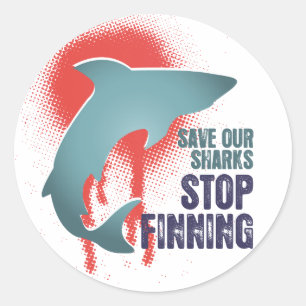 Sticker Rond Sauvegarder nos requins arrêter de trouver