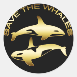 STICKER ROND SAUVER LES BALEINES