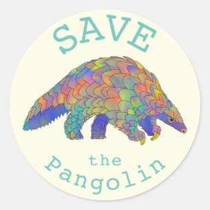 Sticker Rond Sauver les Pangolins Activisme pour les Droits des