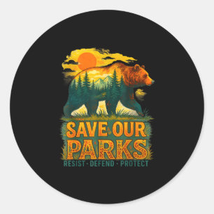 Sticker Rond Sauver les parcs conservation ours nature parc vis