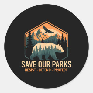 Sticker Rond Sauver nos parcs Résister Parc National Protéger A