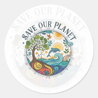 STICKER ROND SAUVER NOTRE PLANÈTE