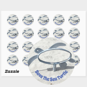 Sticker Rond Sauvez la tortue marine Sauvez le Jour des terres 