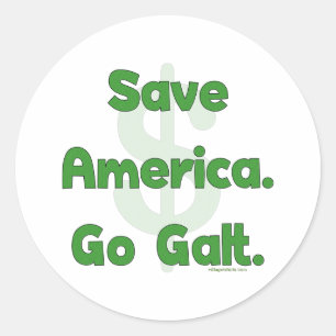Sticker Rond Sauvez l'Amérique vont Galt