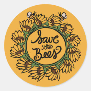 Sticker Rond Sauvez le Jour des terres des abeilles