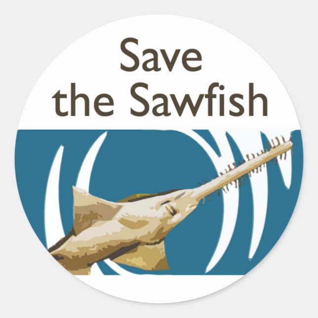Sticker Rond Sauvez le poisson scie (Devant)