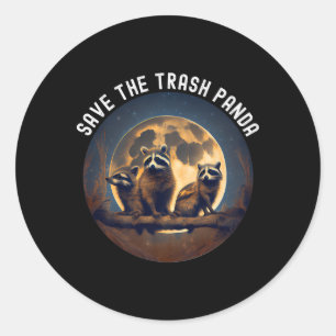 Sticker Rond Sauvez le raton laveur Panda Raccoon