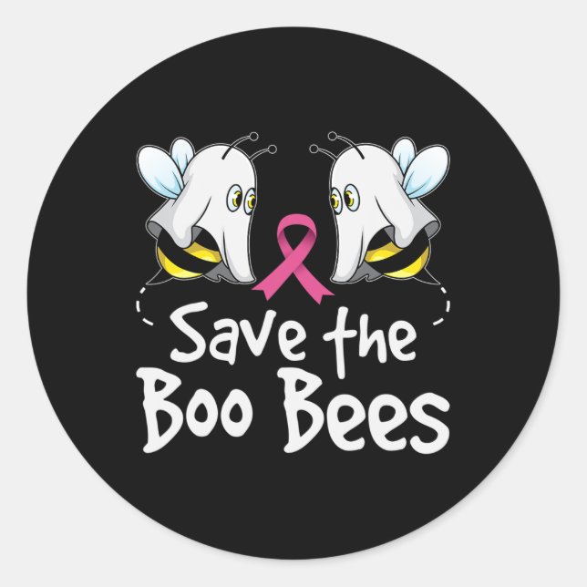 Sticker Rond Sauvez les abeilles Boo Sensibilisation au cancer  (Devant)