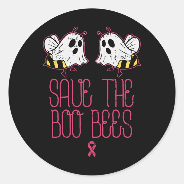 Sticker Rond Sauvez les abeilles Boo Sensibilisation au cancer  (Devant)