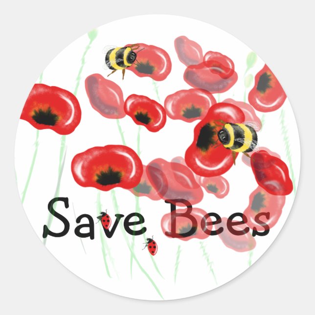 Sticker Rond Sauvez les abeilles et vous vous sauvez vous-même  (Devant)