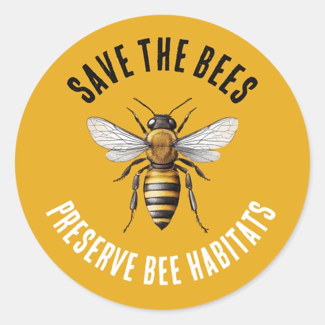 Sticker Rond Sauvez les abeilles Jaunes (Devant)