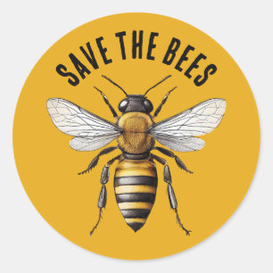 Sticker Rond Sauvez les abeilles Jaunes