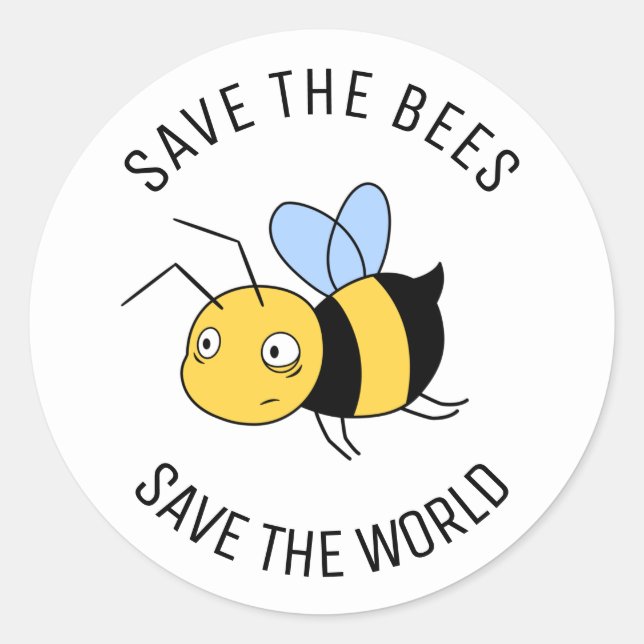 Sticker Rond Sauvez les abeilles, les abeilles des travailleurs (Devant)