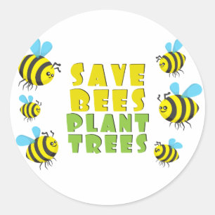 Sticker Rond Sauvez les abeilles Plantes arbres