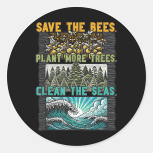 Sticker Rond Sauvez les abeilles Plantes Arbres Mer propres De 