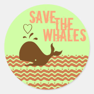 Sticker Rond Sauvez Les Baleines - Conscients De L'Environnemen