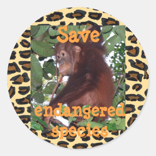Sticker Rond Sauvez les espèces en péril Faune (Devant)