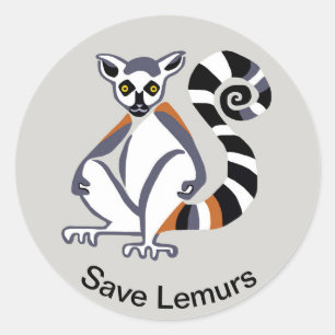 Sticker Rond Sauvez les LEMURS - Nature - Faune - Madagascar