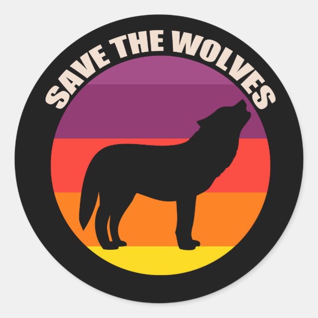 Sticker Rond Sauvez les loups (Devant)
