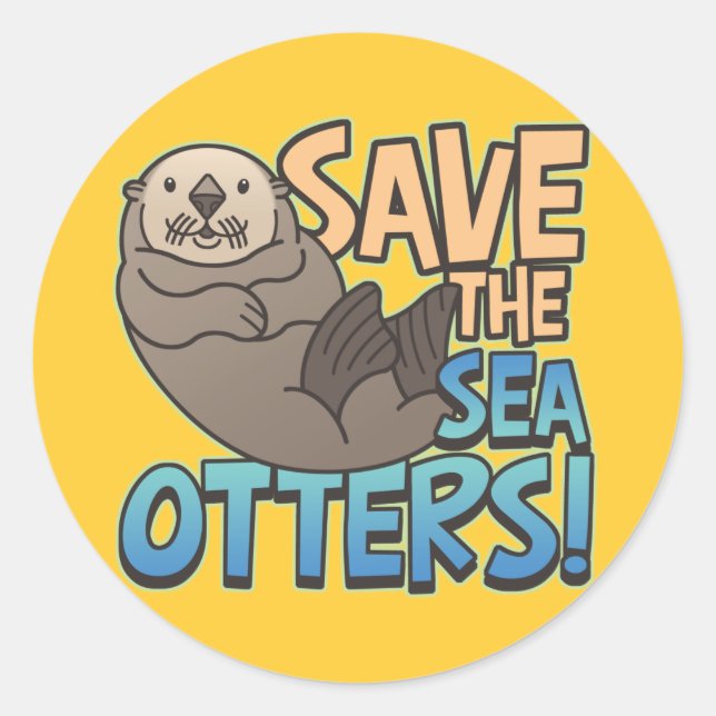 Sticker Rond Sauvez Les Loutres De Mer (Devant)