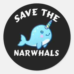 Sticker Rond Sauvez Les Narwhals
