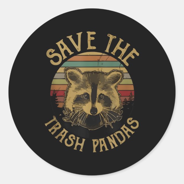 Sticker Rond Sauvez les ordures Pandas Raccoon animal (Devant)