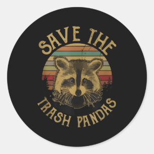 Sticker Rond Sauvez les ordures Pandas Raccoon animal