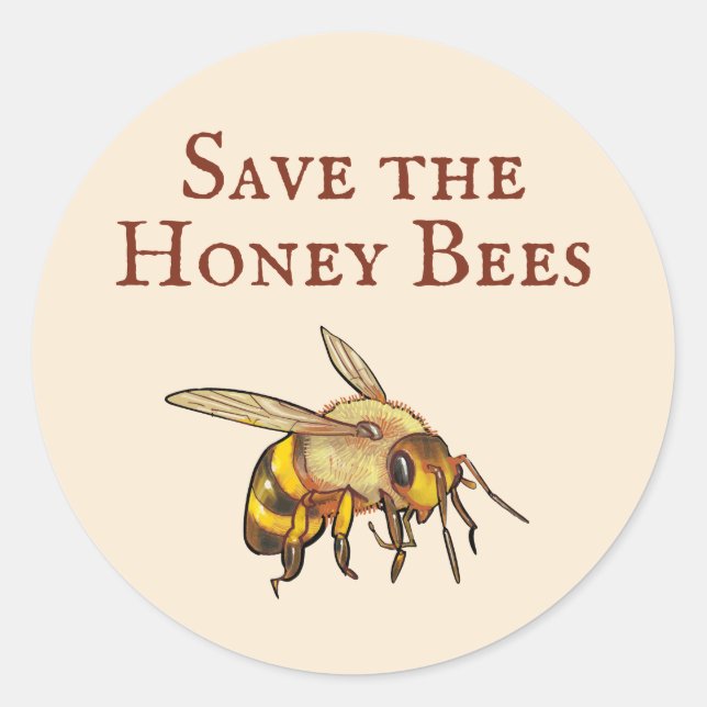 Sticker Rond Sauvez l'or des abeilles de miel (Devant)