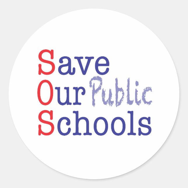 Sticker Rond Sauvez nos écoles publiques SOS (Devant)