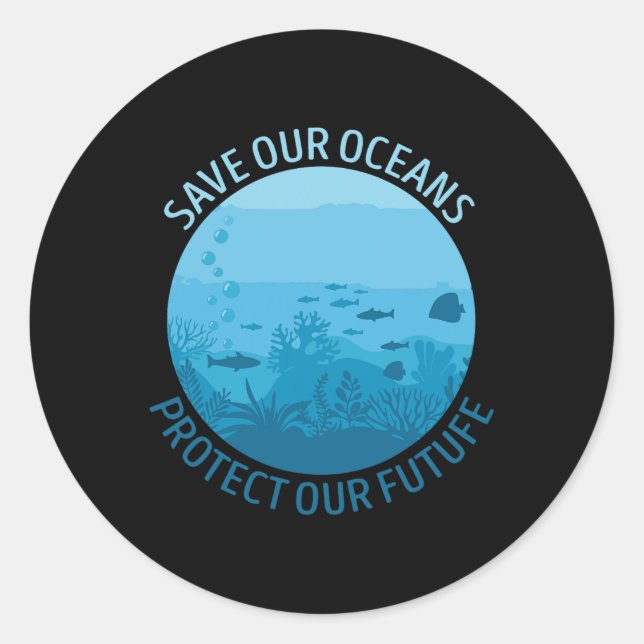 Sticker Rond Sauvez nos océans Protégez notre Jour des terres d (Devant)