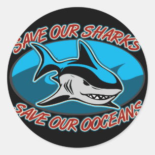 Sticker Rond Sauvez nos requins