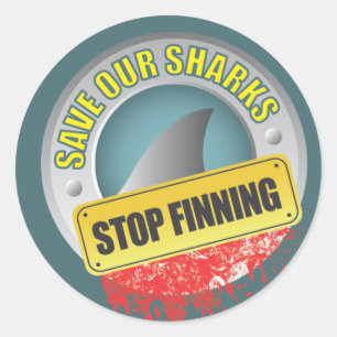 Sticker Rond Sauvez nos requins Arrêtez de trouver des autocoll
