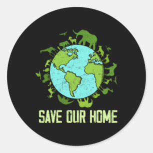 Sticker Rond Sauvez notre maison Animaux Conservation de la fau