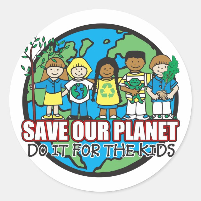 Sticker Rond Sauvez notre planète (Devant)
