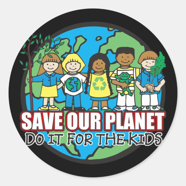 Sticker Rond Sauvez notre planète (Devant)