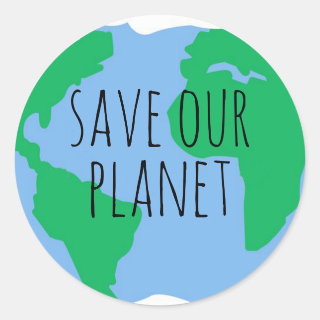 Sticker Rond Sauvez notre planète - Terre (Devant)