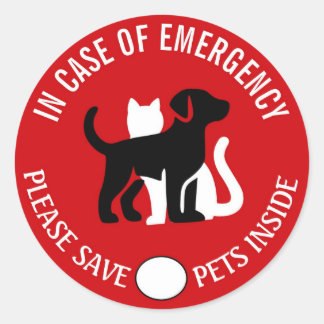 Sticker Rond SAUVEZ VOTRE ANIMAL EN CAS D'URGENCE !   Autocolla