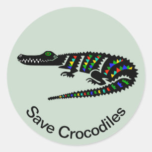 Sticker Rond Save CROCODILES Conservation - Faune - Etats-Unis 